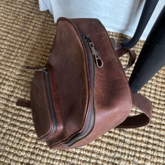 Nisolo Leather Backpack in Chestnut - Picture 2 of 4
